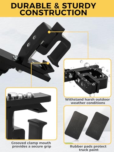 Upgraded Fishing Rod Holder for Truck Bed, Holds 4/6 Rods, Secure C-Clamp No-Drill, Horizontal/Vertical Mount, Fishing Rod Holder Fits Most Pickup Trucks, 1 Pair