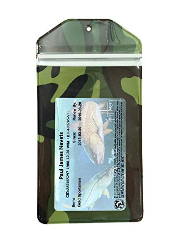 5 Pack, Camouflage, Vertrical, Zipped, Hunting & Fishing License Holder, Includes Zip Tie, Made in USA - style: 5 Pack-Camouflage