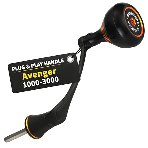 Locked-Type Power Handle (Hexagon Shaft) Compatible for Okuma Ceymar Avenger Inspira Helios Epixor XT Spinning Fishing Reels (Not for Ceymar HD) - color: Black Gold