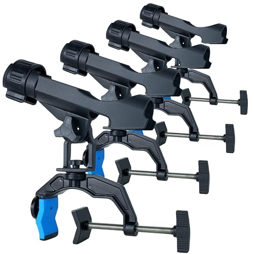 Fishing Rod Holders for Boat, Upgraded Fishing Rod Holder with Enlarge Clamp Innovative Dual-V Shaped Design Fit Round/Square Tube Boat Fishing, Fishing Gifts for Men - color: Large Clamp Holder-4 Pack