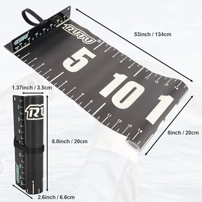 RUTU 53" Fish Ruler Glow in The Dark, Waterproof Fish Measuring Board, Foldable Fish Measuring Tape for Boats, Kayaks, Rafts and Outdoor Fishing, 53x8 inch, Glow-in-the-Dark Night Use - size: 53X8in Glow
