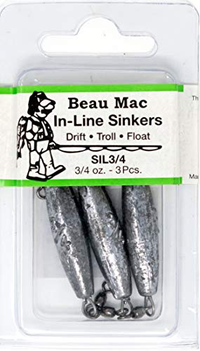 Beau Mac in-Line Sinker | SIL | Precision Weighted Drift Fishing Sinker | For River, Stream, & Float Fishing | Durable | Ideal for Steelhead, Salmon & Trout - size: 3/4oz