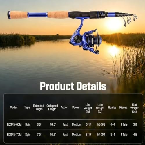 Telescopic Fishing Rod and Reel Combo | 30T Carbon Fiber Spinning Rod with 12+1BB Reel | Portable Lightweight Pole | Bass Trout Panfish | Freshwater Saltwater - color: Fishing Rod and Reel(2PACK)