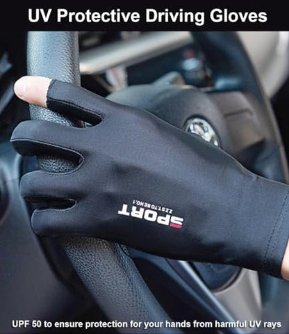 SUJAYU UV Protection Gloves - Driving, Sailing, Kayak & Paddling Gloves with Sun Protection for Men & Women - color: Blue, size: Large