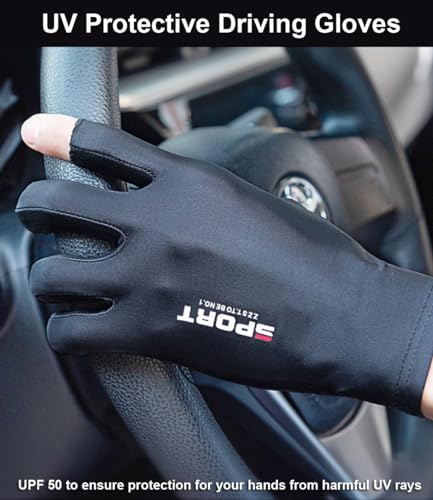 SUJAYU UV Protection Gloves - Driving, Sailing, Kayak & Paddling Gloves with Sun Protection for Men & Women - color: Black, size: Large