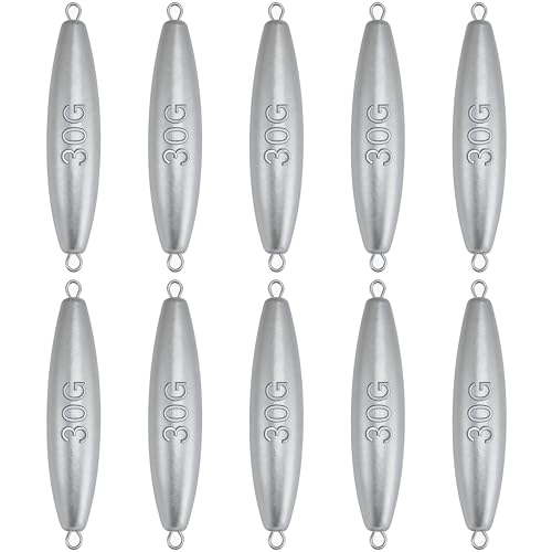 Trolling Weights Inline Fishing Weights Sinkers Double Ringed Weights for Saltwater Freshwater Fishing Get Lures Deeper 1oz to 5oz - style: 1 Ounce-10pcs
