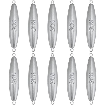 Trolling Weights Inline Fishing Weights Sinkers Double Ringed Weights for Saltwater Freshwater Fishing Get Lures Deeper 1oz to 5oz - style: 1 Ounce-10pcs