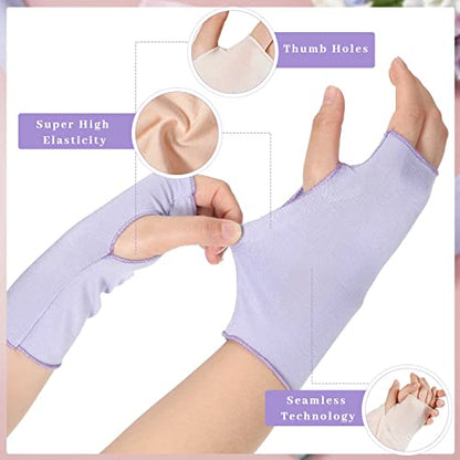 Geyoga 8 Pairs Sun Protection UV Gloves for Women Fingerless Hand UV Protection Glove for Gel Manicures Summer Driving Biking - color: Bright Colors