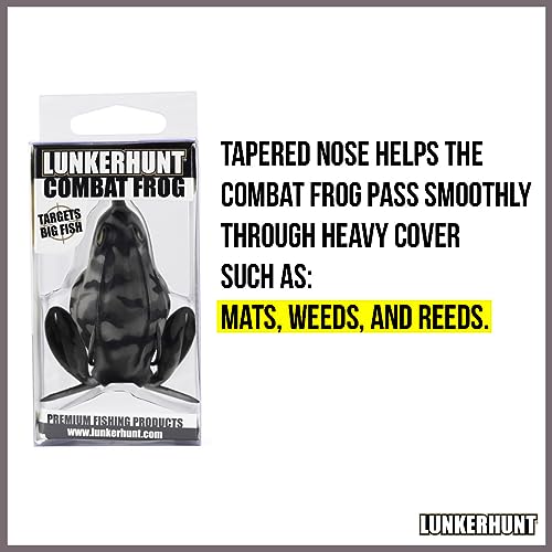 Lunkerhunt - Topwater Fishing Lures for Bass Trout Fishing | Combat Frog Lure for Big Fish | Award Winning Hollow Body Frog Fishing Bait with Weedless Hooks - color: Zulu