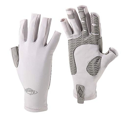Palmyth UV Protection Fishing Fingerless Gloves UPF50+ Sun Gloves Men Women for Kayaking, Hiking, Paddling, Driving, Canoeing, Rowing - color: Light Gray, size: Medium