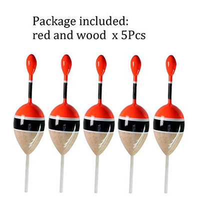 THKFISH Fishing Floats Bobbers Slide Floats Balsa Fishing Bobber Slip Bobbers for Crappie Panfish Trout Bass (1/2oz 2"x5.28") (1/6 1.6"x4.8") 5Pcs - color: Wood and Red, size: 1/2 oz 2"x5.28" - 5Pcs
