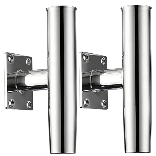 YaeMarine 2/4Pcs Tournament Style Stainless Steel Wall /Transom Mount Rod Holders for Marine Boat - style: 90 Degree-2pcs