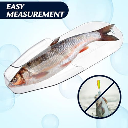 JellyArch 2 Pcs Crappie Fast Check Fish Measuring Board 13.5 x 5.3'' PC Plastic Fish Ruler Crappie Measuring Checker Bump Board Device Easy to Clean Fishing Gear Accessories, Blue and White