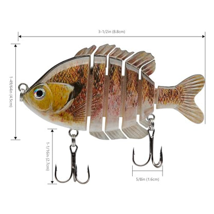 BASSDASH SwimPanfish Multi Jointed Panfish Bluegill Swimbaits Hard Topwater Bass Lures Fishing Lure Crank Saltwater 3.5in/0.85oz - color: Pink Bluegill