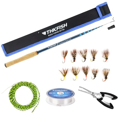 THKFISH Tenkara Rod Kit 24T Carbon Fiber Telescopic Tenkara Fishing Rod Combo with Carrying Case Fishing Line and Flyfishing Lure for Streams, Trout, Bass, Salmon，8.7FT 10.6FT 11.6FT - size: 8.7 FT ROD KIT