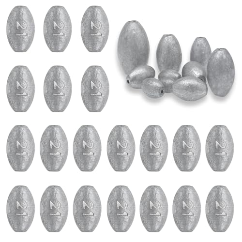 Egg Weights Fishing Sinkers Weights Assortment Lead Oval Shaped Drop Weight | Sinker Tackle for Freshwater Saltwater Fishing Bass Casting - style: 3/4oz-20pc