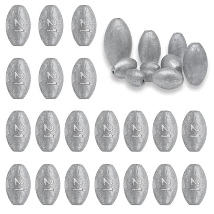 Egg Weights Fishing Sinkers Weights Assortment Lead Oval Shaped Drop Weight | Sinker Tackle for Freshwater Saltwater Fishing Bass Casting - style: 3/4oz-20pc