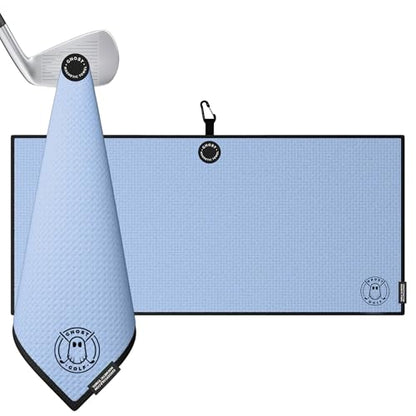 Ghost Golf Magnetic Towel (Caddie) - Premium Ultra-Absorbent Microfiber Golf Towel with Magnet for Golf Carts or Clubs - 18" x 40" Golfing Gear - Waffle Weave Pattern (Carolina Blue) - color: Carolina Blue