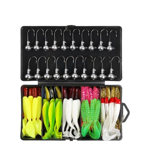 Fishing Lure Kit, 45PCS Tackle Box with Soft Plastic Baits, Spinnerbaits, Jig Heads, Topwater Lures, Fishing Gear Accessories Kit for Bass Trout Walleye Freshwater Saltwater - style: D-70pcs
