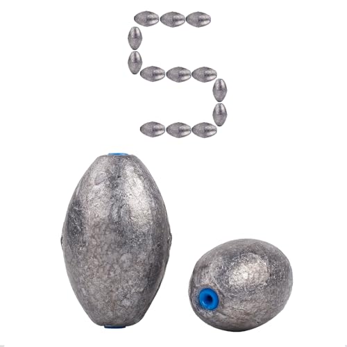 Egg Sinkers Lead Fishing Weights FS/QZ-07 | with Plastic Core,Oval Fishing Sinkers & Weights,for Texas Rig,Carolina Rig,Catfish Casting,Saltwater Freshwater - size: 1.76oz,5pcs