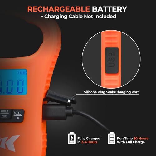 KastKing ToughTide Fishing Scale, USB Charging, 65lb Capacity, Ultra-Thin Digital Fish Scale, LCD Display, Ergonomic Handle, Fish Scales Digital Weight, Fishing Accessories for Men - color: B: Orange