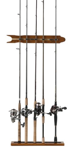 Old Cedar Outfitters Modular Wall Rack for Fishing Rod Storage, Holds up to 8 Fishing Rods - color: Oak Finish