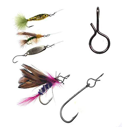 100-Pack Quick Fly Fishing Snaps Stainless Steel No Knot Fast Snaps Quick Lure Change Clips for Flies Jigs Lures - size: L - 0.43 inches (100pcs)