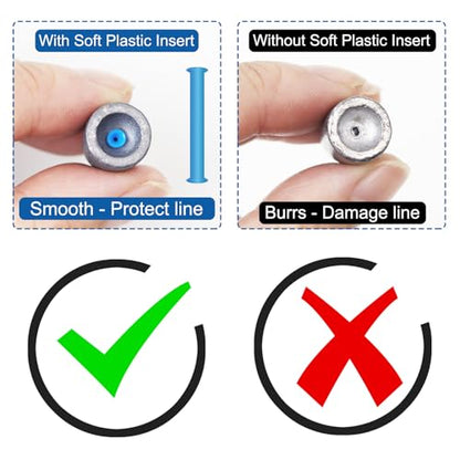 Worm Fishing Weights, Bullet Sinkers with Soft Plastic Insert Includes Weight Pegs, Carolina Rigs Texas Rigs for Bass Fishing 1/8 3/17 1/4 3/8 1/2 1 oz - size: 3/8 OZ, 25 PCs