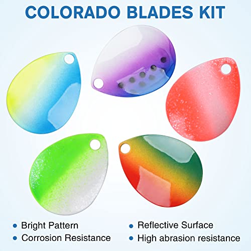 35pcs Fishing Spinner Blades Colorful Colorado Blades Kit Lure Making Supplies Easy Spin Fishing Spoons for DIY Inline Spinner Spinnerbaits Walleye Rig Freshwater Saltwater - color: Green & White
