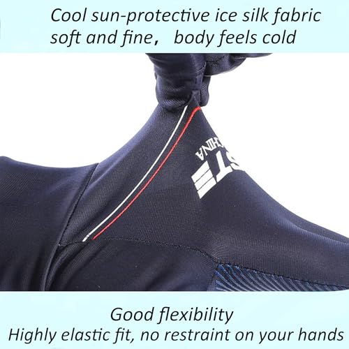UTOWO Mens Spring/Summe Half Finger Gloves Outdoor Hiking Driving Cycling Riding Breathable Sunblock Gloves UV Protection - color: Navy Blue