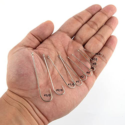 Dr.Fish 100 Pack Aberdeen Hooks Freshwater Fishing Hooks, Extra Long Shank Light Wire, Crappie/Bass/Bream/Bluegill/Panfish Fishing - size: #1/0-100 Pack