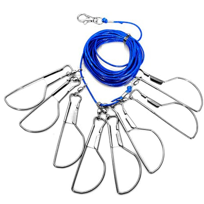 CONSIO 16 ft Fishing Stringer Fish Stringer Holder for Caught Fish 8, Stainless Steel Swivels Snaps Lock and Heavy Duty Ground Spike, Stringers Trout Fishing Gear for Trout Bass Salmon Walleye