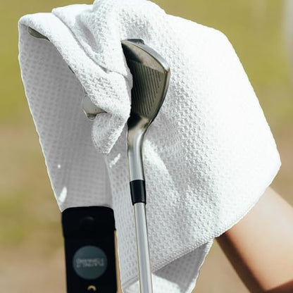 Magnetic Golf Towels for Golf Bags with Clip & Ultra Strong Magnet - Waffle Weave Microfiber Towel for Secure Hold on Bags & Carts - Ideal Club Cleaner & Accessories - White - color: White