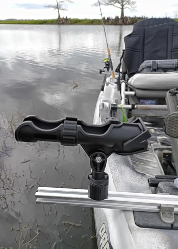 New Upgrade 360 Degrees MiniPort Fishing Rod Holder with Mini Rod Holder,Rod Holder with Track Mounting Base Kit with Installation Accessories and Tools - style: Reinforced - Round Base