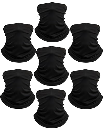 Xeoxarel Neck Gaiter, 7 Pack Cooling UV Protection, Bandana Face Mask Scarf for Men and Women - color: 7 Black