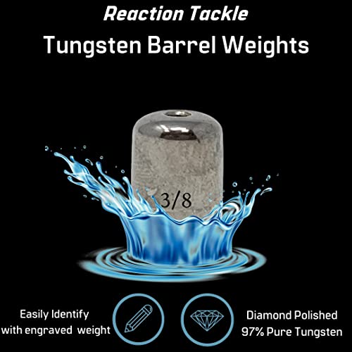 Reaction Tackle Tungsten Barrel Weights for Bass Fishing - Egg Shaped Carolina Rig Sinkers - Size Stamped Freshwater and Saltwater - color: Silver, size: 1/8 Oz (8-Pack)