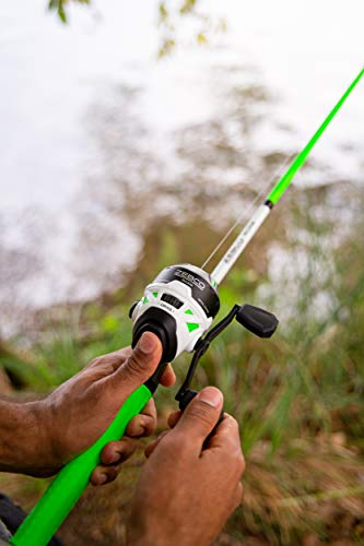 Zebco Roam Telescopic Fishing Rod and Spinning or Spincast Fishing Reel Combo, Durable 6-Foot Fiberglass Rod with ComfortGrip Handle, Pre-spooled with Zebco Cajun Fishing Line - style: Spincast Reel - Green