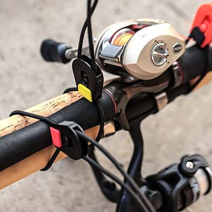 SAMSFX Fishing Rods Belt Stretchy Wrap Pole Straps Elastic Cable Ties for Casting, Spinning & Fly Rods - color: 8pcs, 4 Colors Mixed a