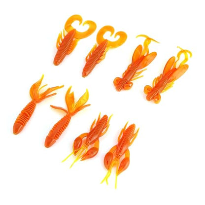Soft Silicone Crawfish Lures Kit, 25Pcs Saltwater Fishing Lures Shrimp Baits Set for Bass Fishing, Fishings Bait for Freshwater Saltwater Gifts - color: Orange