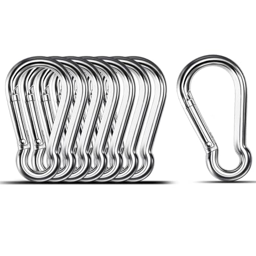 Large Carabiner Clip, 8PCS 3.15 inch 304 Stainless Steel Heavy Duty Carabiners, Metal Spring Snap Hook Clips for Outdoor Travel Camping Fishing Hanging Key Chain - size: M8-3.15'', style: 8PCS