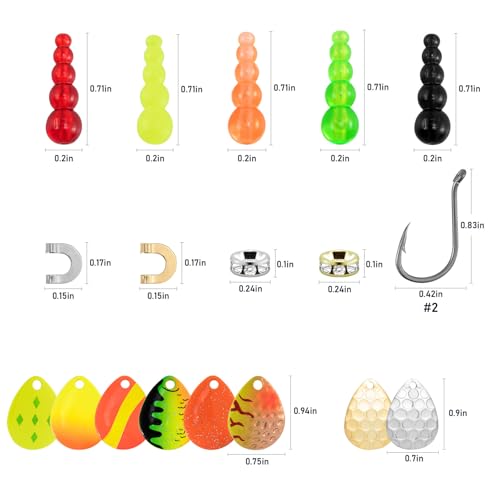 Alwonder 164 Pieces Lure Making Kit for Walleye Kokanee Trolling Fishing Rigs, Lure Making Supplies Inline Spinners Rigs Parts Crawler Harness Trout Bass Salmon Colorado Blades Stacked Fishing Beads