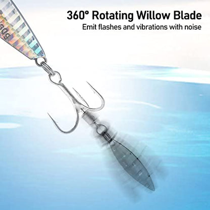 Dr.Fish 5 Pack Metal Jigging Spoon Saltwater Fishing Jigs Spoons Lures Casting Vertical Diamond Jig Lures Freshwater Bass Striper Mackerel Halibut - size: 1/2oz-Hook 6#