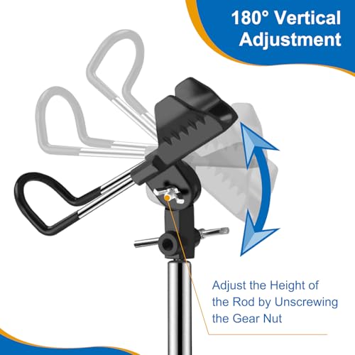 Fishing Rod Holders, 360 Degree Adjustable Fishing Pole Holders for Ground, Multifunctional Stainless Steel Beach Fishing Rod Holder Fishing Gifts for Men - color: black