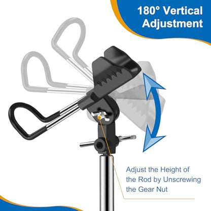 Fishing Rod Holders, 360 Degree Adjustable Fishing Pole Holders for Ground, Multifunctional Stainless Steel Beach Fishing Rod Holder Fishing Gifts for Men - color: black