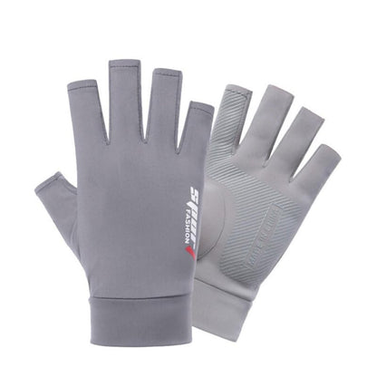 Anti-Slip Strips Cycling Gloves for Men/Women Half Finger UV Protection Driving Glove for Outdoor - color: grey