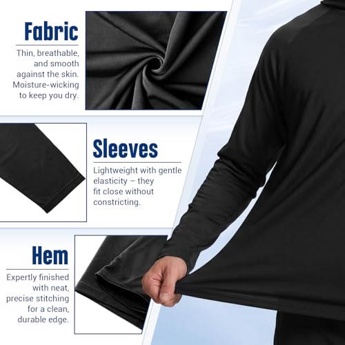 Unittype 6 Pack Men's UPF 50+ Sun Protection Hoodies Long Sleeve Cooling Shirts with Face Mask Moisture Wicking Sun Shirt - size: Large