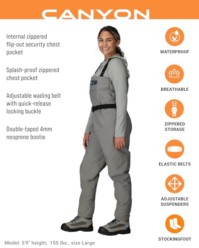 FROGG TOGGS Women's Waterproof Canyon Fishing Stockingfoot Chest Wader for Fishing - size: Small