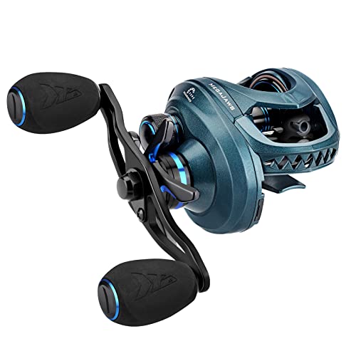 KastKing MegaJaws Elite Baitcasting Fishing Reel, New AutoMag Dual Braking System, Only 6.7oz, 17.64 LBs Carbon Fiber Drag, 11+1 Shielded BB, High Speed 5.4:1 to 9.1:1 Gear Ratios - size: Right - 6.5:1, style: Megajaws