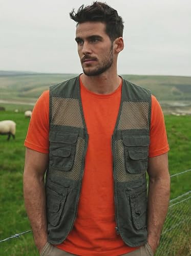Men's Fishing Vest Multi-Pockets Unisex Mesh Utility Summer Vest for Hiking, Travel, Safari Waistcoat Jacket - color: Dark Green, size: X-Large