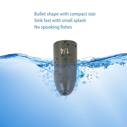 12 Pack Tungsten Bullet Fishing Weights, Insert Free Worm Sinkers, 1/8 3/16 1/4 3/8 1/2 oz - color: No Chip Black, size: 1 oz - 5pcs